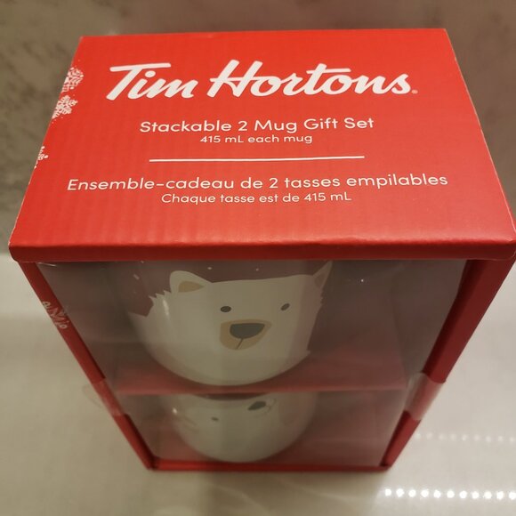 New Tim Hortons Polar Bear Stackable 2 mug gift set, 415 mL each - Picture 2 of 5
